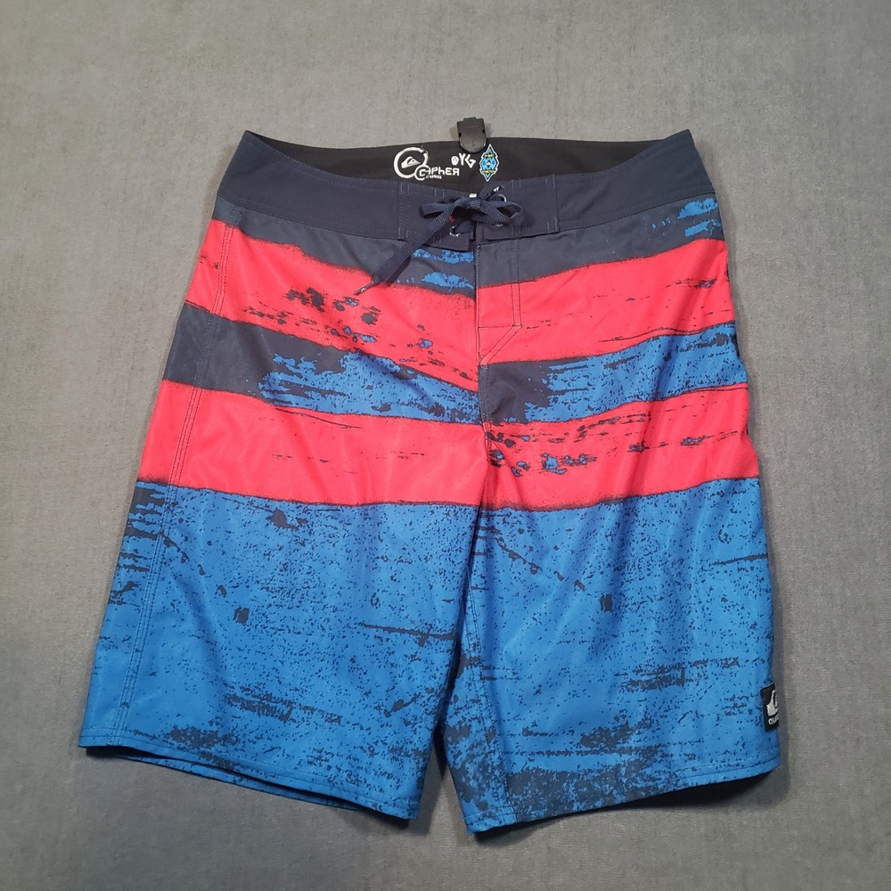 Quiksilver Board Shorts Mens‎ 33 Blue Red Cypher Series 4-Way Stretch J101050